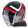 Casque Open Face Scorpion Exo City II Riva Black Red + Exo-Com Link-1 Bluetooth kit