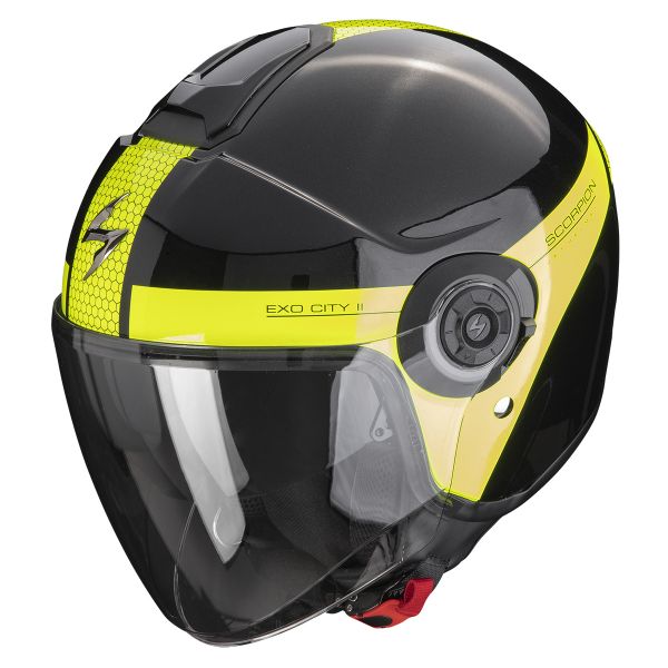 Open Face Scorpion Exo City II Short Metal Black Neon Yellow