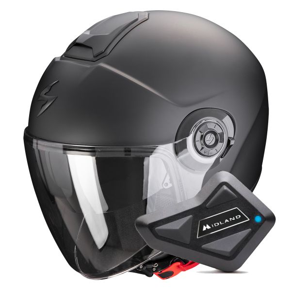 Open Face Scorpion Exo City II Solid Matt Black + Kit Bluetooth BT Mini Open Face Scorpion Exo City II Solid Matt Black + Kit Bluetooth BT Mini