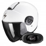 Casque Open Face Scorpion Exo City II Solid White + Kit bluetooth 5R Lite