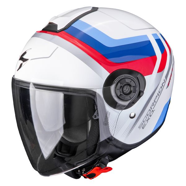 Open Face Scorpion Exo City II Sport White Blue Red