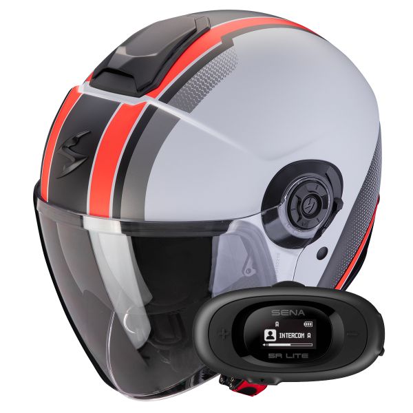 Open Face Scorpion Exo City II Vel Grey Red Matt + Kit bluetooth 5R Lite Solo Open Face Scorpion Exo City II Vel Grey Red Matt + Kit bluetooth 5R Lite Solo