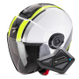Casque Open Face Scorpion Exo City II Vel White Yellow Fluo + Kit Bluetooth BT Mini