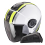 Casque Open Face Scorpion Exo City II Vel White Yellow Fluo + Exo-Com Link-1 Bluetooth Kit