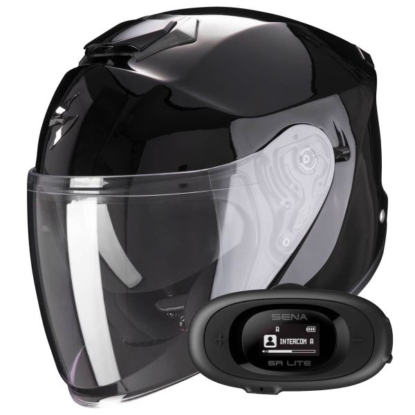 Open Face Scorpion Exo S1 Black + Kit bluetooth 5R Lite