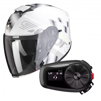 Open Face Scorpion Exo S1 Gravity Pearl White Silver + Kit Bluetooth Sena 5S Solo