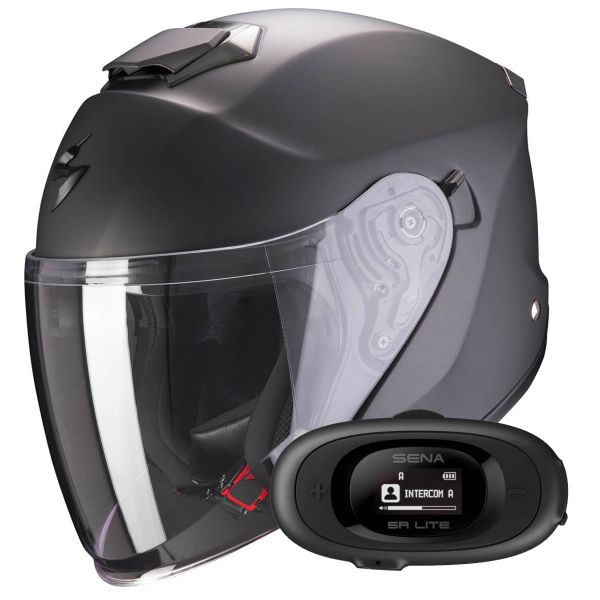 Open Face Scorpion Exo S1 Matt Anthracite + Kit bluetooth 5R Lite