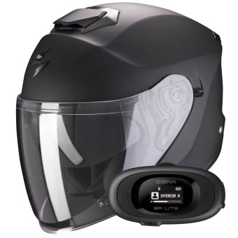 Open Face Scorpion Exo S1 Matt Black + Kit bluetooth 5R Lite