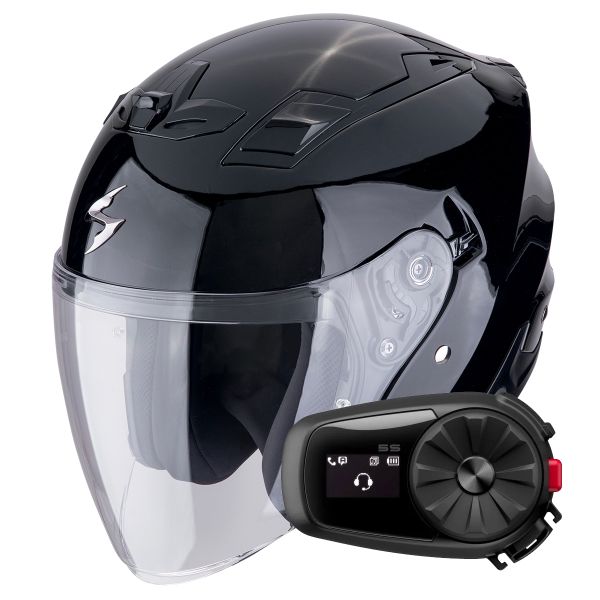 Open Face Scorpion Exo Z1 Metal Black + Kit Bluetooth 5S Solo