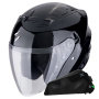 Casque Open Face Scorpion Exo Z1 Metal Black + Exo-Com Link-1C Bluetooth Kit
