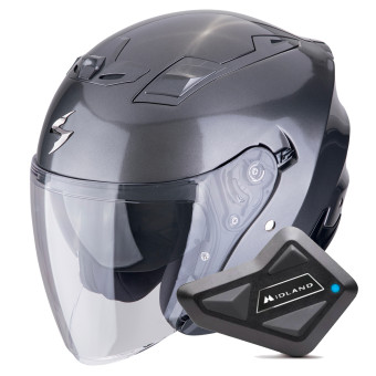 Open Face Scorpion Exo Z1 Metal Grey + Kit Bluetooth BT Mini