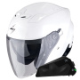 Casque Open Face Scorpion Exo Z1 Pearl White + Exo-Com Link-1C Bluetooth Kit