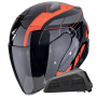 Casque Open Face Scorpion Exo Z1 Vue Black Red + Kit bluetooth Exo-Com Link-1