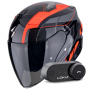 Casque Open Face Scorpion Exo Z1 Vue Black Red + Kit Bluetooth Lokui K30
