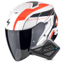 Casque Open Face Scorpion Exo Z1 Vue Matt White Red Black + Kit Bluetooth BT Mini