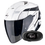 Casque Open Face Scorpion Exo Z1 Vue White Black Silver + Kit bluetooth 5R Lite Solo