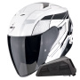 Casque Open Face Scorpion Exo Z1 Vue White Black Silver + Kit bluetooth Exo-Com Link-1