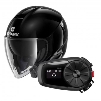 Open Face Shark Citycruiser Blank BLK + Kit Bluetooth Sena 5S Solo