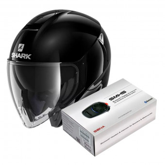 Open Face Shark Citycruiser Blank BLK + Kit Bluetooth Sena SMH5
