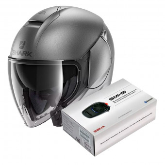 Open Face Shark Citycruiser Blank Mat AMA + Kit Bluetooth Sena SMH5