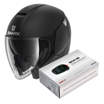Open Face Shark Citycruiser Blank Mat KMA + Kit Bluetooth Sena SMH5