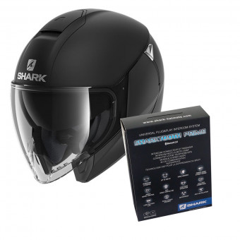 Open Face Shark Citycruiser Blank Mat KMA + Kit Bluetooth Sharktooth Prime