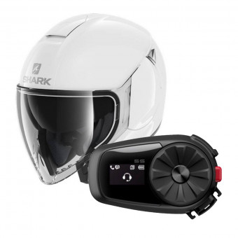 Open Face Shark Citycruiser Blank WHU + Kit Bluetooth Sena 5S Solo