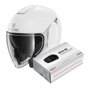 Open Face Shark Citycruiser Blank WHU + Kit Bluetooth Sena SMH5