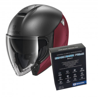Open Face Shark Citycruiser Dual Mat RAR + Kit Bluetooth Sharktooth Prime
