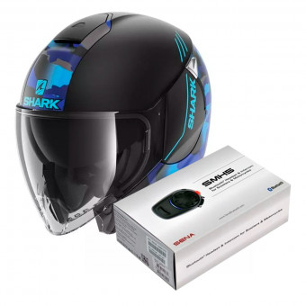 Open Face Shark Citycruiser Genom Mat KBB + Kit Bluetooth Sena SMH5
