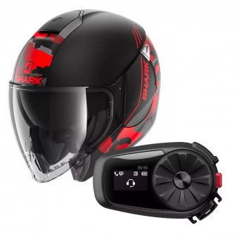 Open Face Shark Citycruiser Genom Mat KRA + Kit Bluetooth Sena 5S Solo