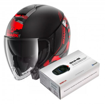 Open Face Shark Citycruiser Genom Mat KRA + Kit Bluetooth Sena SMH5