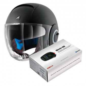 Open Face Shark Nano Blank Mat KMA + Kit Bluetooth Sena SMH5