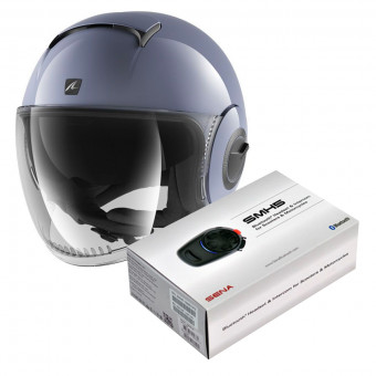 Open Face Shark Nano Blank S01 + Kit Bluetooth Sena SMH5