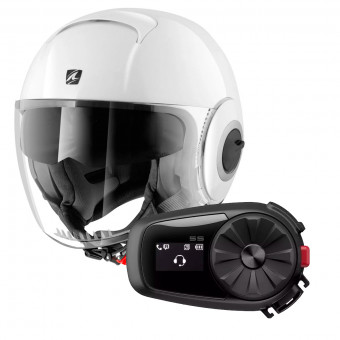 Open Face Shark Nano Blank WHU + Kit Bluetooth Sena 5S Solo