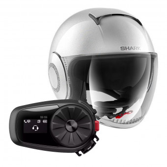 Open Face Shark Nano Swarovski Blank PRL + Kit Bluetooth Sena 5S Solo