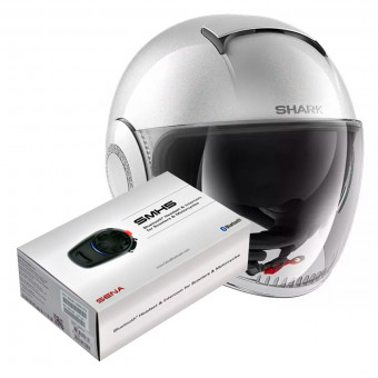 Open Face Shark Nano Swarovski Blank PRL + Kit Bluetooth Sena SMH5