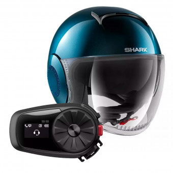 Open Face Shark Nano Swarovski Metal BLM + Kit Bluetooth Sena 5S Solo