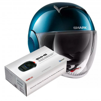 Open Face Shark Nano Swarovski Metal BLM + Kit Bluetooth Sena SMH5