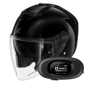 Open Face Shark RS JET Blank BLK + Kit bluetooth 5R Lite Solo