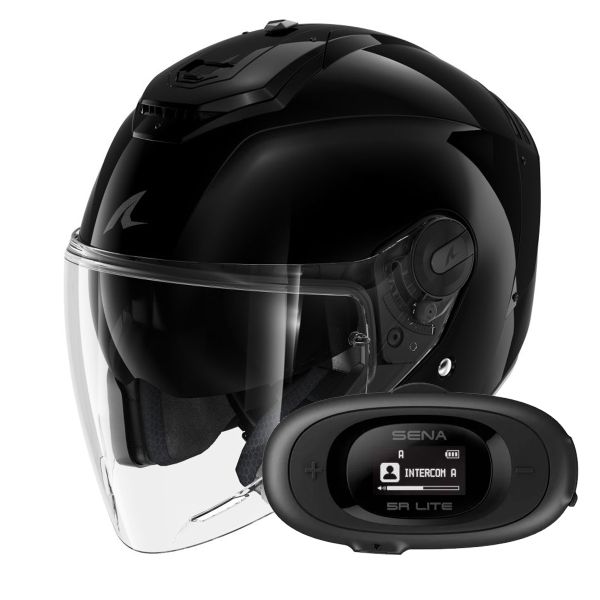 Open Face Shark RS JET Blank BLK + Kit bluetooth 5R Lite Solo