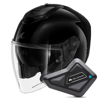 Casque Open Face Shark RS JET Blank BLK + Kit Bluetooth BT Mini Single Casque Open Face Shark RS JET Blank BLK + Kit Bluetooth BT Mini Single