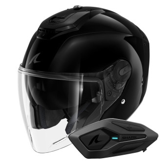 Casque Open Face Shark RS JET Blank BLK + Kit Bluetooth Sena for Shark Solo Casque Open Face Shark RS JET Blank BLK + Kit Bluetooth Sena for Shark Solo