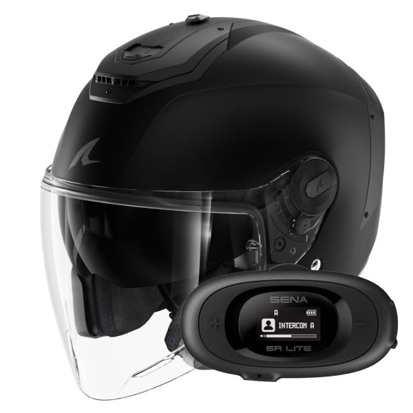 Open Face Shark RS JET Blank Mat KMA + Kit bluetooth 5R Lite Solo