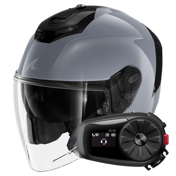 Open Face Shark RS JET Blank S05 + Kit Bluetooth 5S Solo
