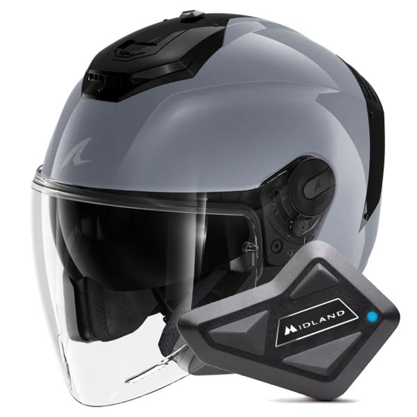 Open Face Shark RS JET Blank S05 + Kit Bluetooth BT Mini Single