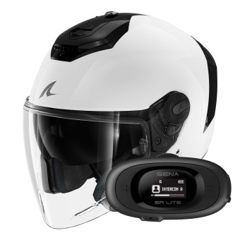 Open Face Shark RS JET Blank WHU + Kit bluetooth 5R Lite Solo