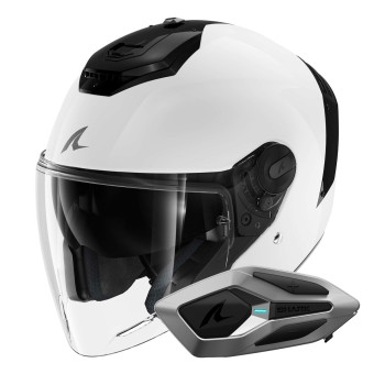 Casque Open Face Shark RS JET Blank WHU + Kit Bluetooth Sena for Shark Mesh Solo Casque Open Face Shark RS JET Blank WHU + Kit Bluetooth Sena for Shark Mesh Solo