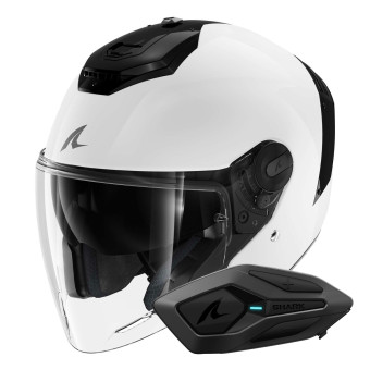 Casque Open Face Shark RS JET Blank WHU + Kit Bluetooth Sena for Shark Solo Casque Open Face Shark RS JET Blank WHU + Kit Bluetooth Sena for Shark Solo