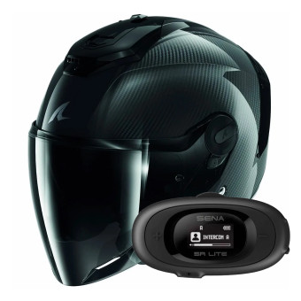 Casque Open Face Shark RS JET Carbon Blank DKD + Kit bluetooth 5R Lite Solo Casque Open Face Shark RS JET Carbon Blank DKD + Kit bluetooth 5R Lite Solo
